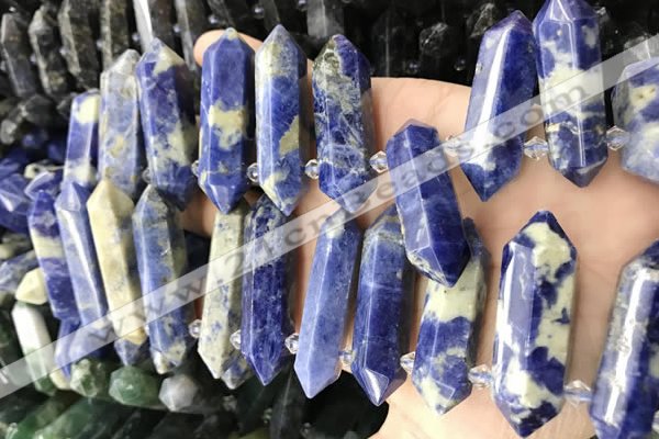 CTD2247 Top drilled 10*22mm - 12*45mm faceted nuggets sodalite beads