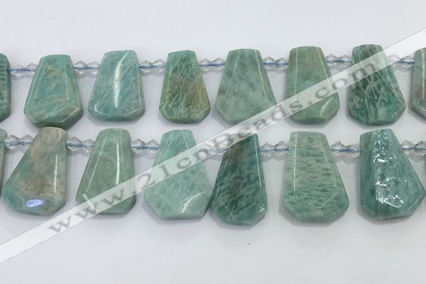 CTD2269 Top drilled 16*28mm - 20*30mm faceted freeform amazonite beads