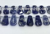 CTD2270 Top drilled 16*28mm - 20*30mm faceted freeform sodalite beads