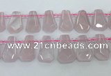 CTD2271 Top drilled 16*28mm - 20*30mm faceted freeform rose quartz beads