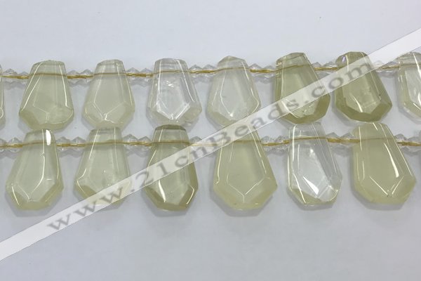 CTD2272 Top drilled 16*28mm - 20*30mm faceted freeform lemon quartz beads