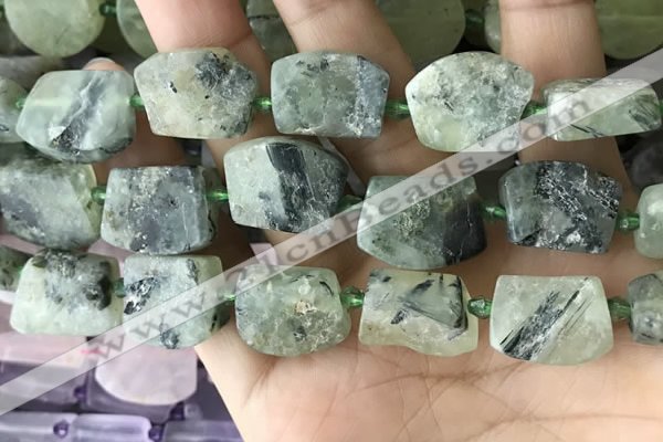 CTD2283 Top drilled 15*20mm - 17*23mm freeform green rutilated quartz beads