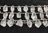 CTD2300 Top drilled 16*22mm - 25*30mm faceted nuggets white crystal beads