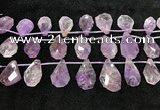 CTD2302 Top drilled 16*22mm - 25*35mm faceted nuggets amethyst beads