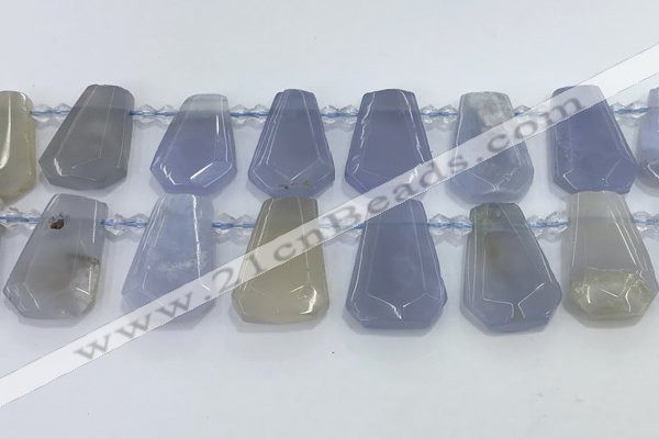 CTD2330 Top drilled 16*18mm - 20*30mm freeform blue chalcedony beads