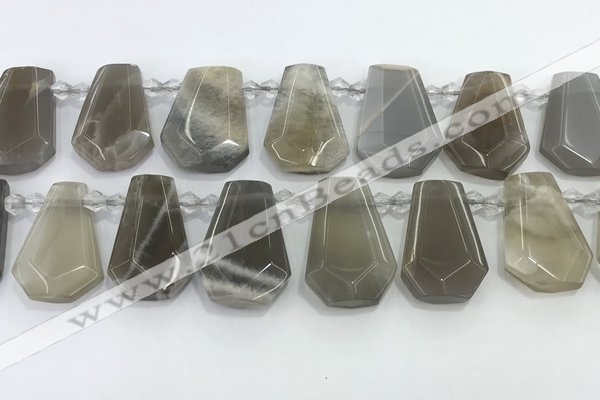 CTD2334 Top drilled 16*18mm - 20*30mm faceted freeform moonstone beads