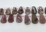 CTD2358 Top drilled 16*18mm - 20*30mm freeform strawberry quartz beads