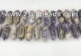 CTD2395 Top drilled 13*30mm - 14*42mm sticks charoite beads