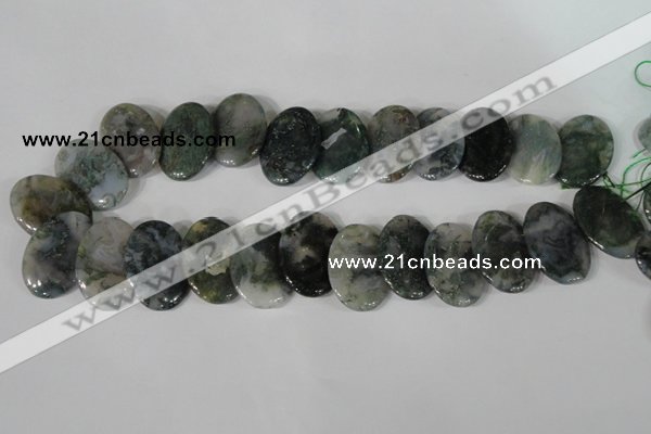 CTD24 Top drilled 20*30mm oval moss agate beads wholesale