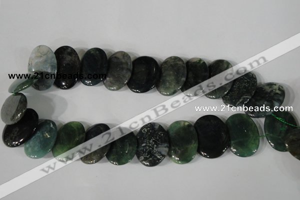 CTD25 Top drilled 20*30mm oval moss agate beads wholesale