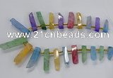 CTD2518 Top drilled 8*25mm - 11*50mm sticks druzy agate beads