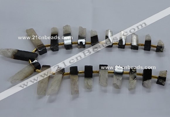 CTD2525 Top drilled 8*25mm - 11*50mm sticks druzy agate beads