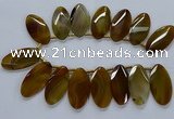 CTD2530 Top drilled 28*57mm faceted oval agate gemstone beads