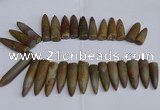 CTD2562 Top drilled 12*35mm - 15*55mm bullet agate fossil beads