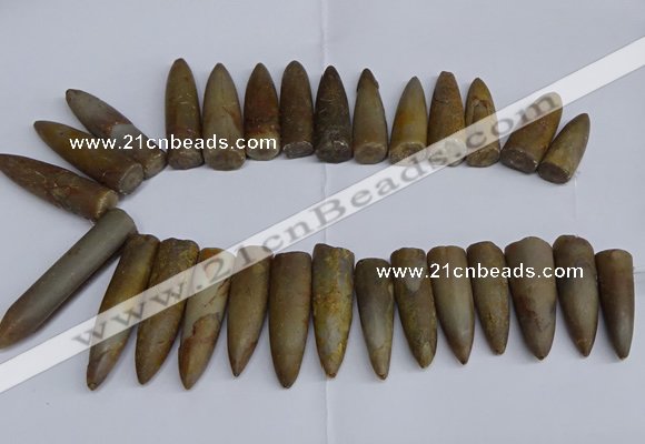 CTD2562 Top drilled 12*35mm - 15*55mm bullet agate fossil beads