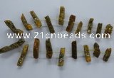 CTD2578 Top drilled 10*30mm - 10*50mm sticks plated druzy agate beads