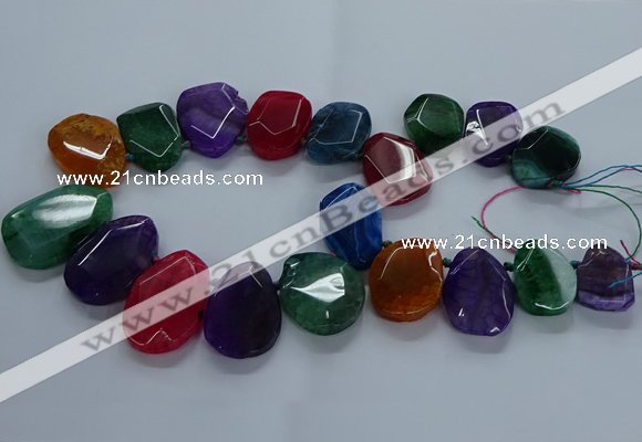 CTD2591 Top drilled 20*25mm - 30*40mm faceted freeform agate beads