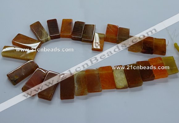 CTD2608 Top drilled 14*27mm - 16*42mm rectangle agate beads