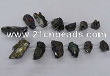 CTD2618 Top drilled 15*25mm - 25*35mm nuggets plated druzy quartz beads