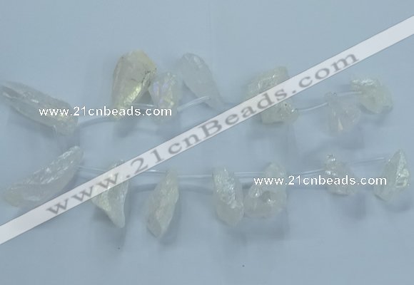 CTD2620 Top drilled 10*25mm - 20*45mm nuggets plated druzy quartz beads