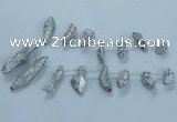 CTD2631 Top drilled 10*25mm - 20*45mm nuggets plated druzy quartz beads