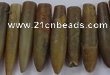 CTD2676 Top drilled 8*30mm - 12*50mm bullet agate fossil beads