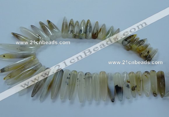 CTD2682 Top drilled 8*25mm - 10*50mm bullet montana agate beads