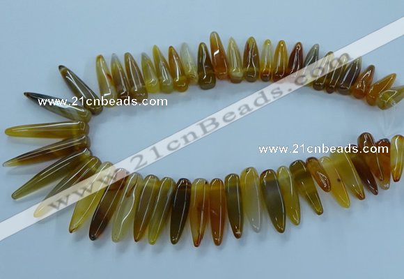 CTD2683 Top drilled 8*25mm - 10*50mm bullet agate gemstone beads