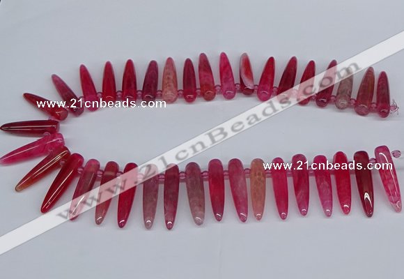 CTD2726 Top drilled 8*35mm bullet agate gemstone beads wholesale