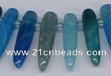 CTD2727 Top drilled 8*35mm bullet agate gemstone beads wholesale