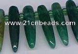 CTD2728 Top drilled 8*35mm bullet agate gemstone beads wholesale