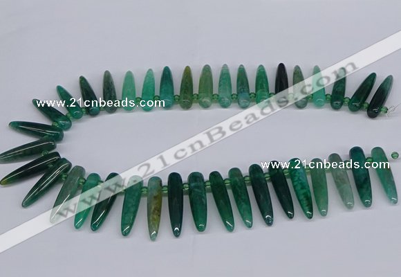 CTD2728 Top drilled 8*35mm bullet agate gemstone beads wholesale