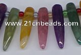 CTD2730 Top drilled 8*35mm bullet agate gemstone beads wholesale