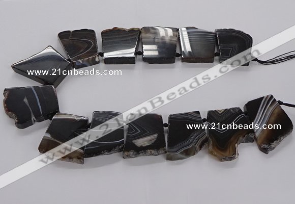 CTD2769 Top drilled 25*30mm - 35*40mm freeform line agate beads