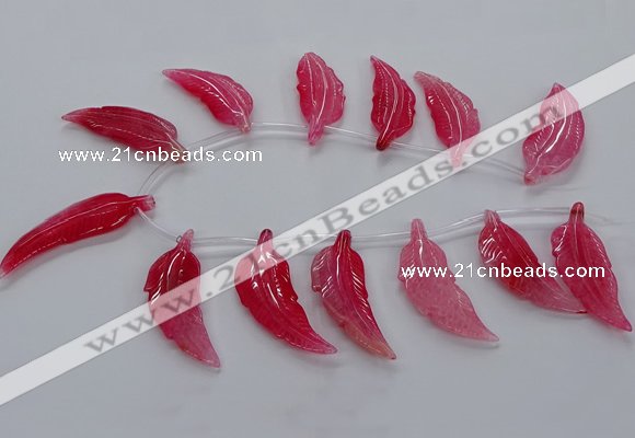 CTD2774 Top drilled 20*45mm - 25*55mm carved leaf agate beads