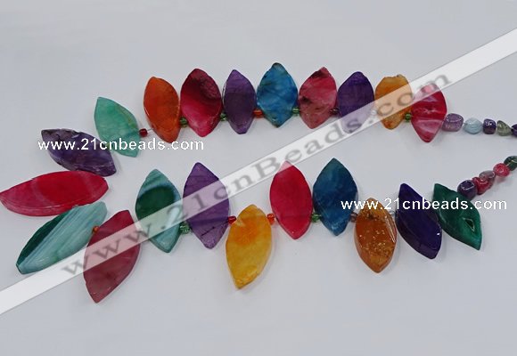 CTD2794 Top drilled 15*30mm - 25*45mm marquise agate gemstone beads