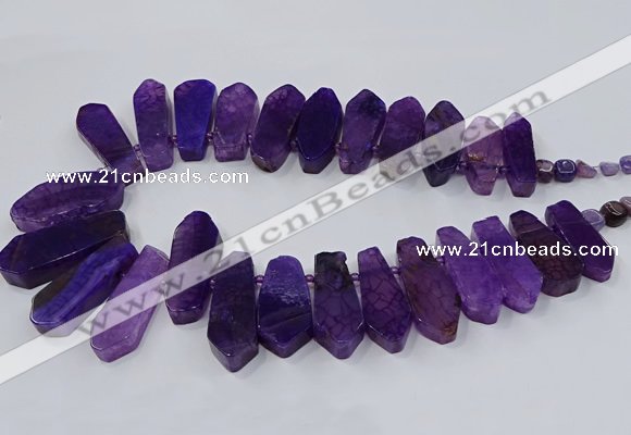 CTD2820 Top drilled 15*30mm - 18*45mm sticks agate gemstone beads