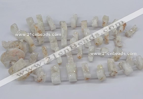 CTD2840 Top drilled 15*20mm - 18*40mm freeform plated druzy agate beads