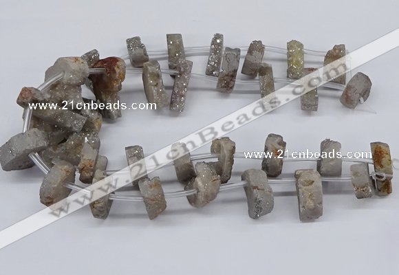 CTD2841 Top drilled 15*20mm - 18*40mm freeform plated druzy agate beads