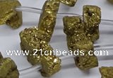 CTD2843 Top drilled 15*20mm - 18*40mm freeform plated druzy agate beads