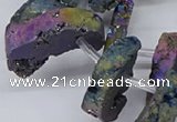 CTD2846 Top drilled 15*20mm - 18*40mm freeform plated druzy agate beads