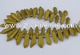 CTD2853 Top drilled 10*20mm - 15*50mm sticks plated quartz beads