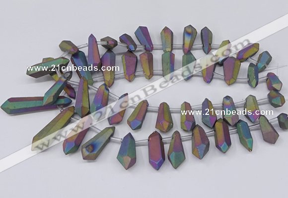 CTD2855 Top drilled 10*20mm - 15*50mm sticks plated quartz beads
