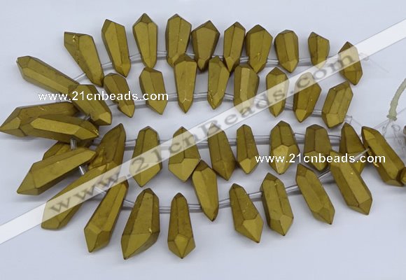 CTD2863 Top drilled 15*20mm - 22*50mm sticks plated quartz beads