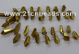 CTD2874 Top drilled 10*20mm - 15*50mm sticks plated quartz beads