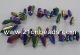 CTD2876 Top drilled 10*20mm - 15*50mm sticks plated quartz beads