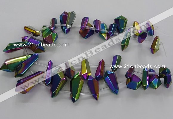 CTD2876 Top drilled 10*20mm - 15*50mm sticks plated quartz beads