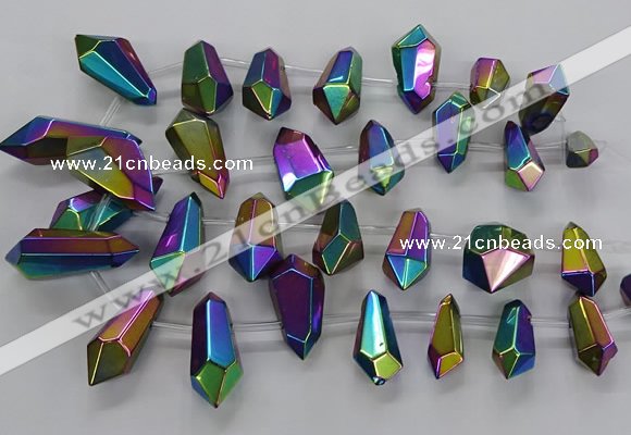 CTD2882 Top drilled 15*20mm - 22*50mm sticks plated quartz beads