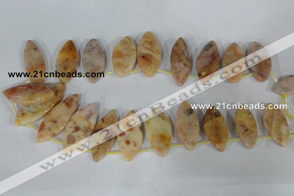 CTD30 Top drilled 15*30mm – 18*37mm marquise Morocco agate beads