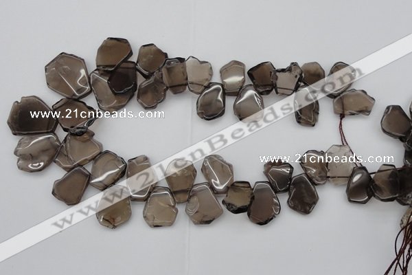 CTD301 Top drilled 15*20mm - 20*25mm freeform smoky quartz beads